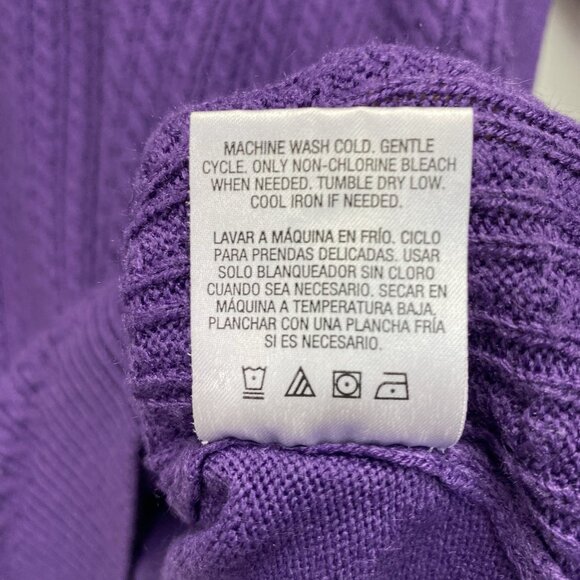 Laura Scott Cable Knit Henley Neck Pullover Sweater Women Size XL Purple Stretch - Picture 10 of 16